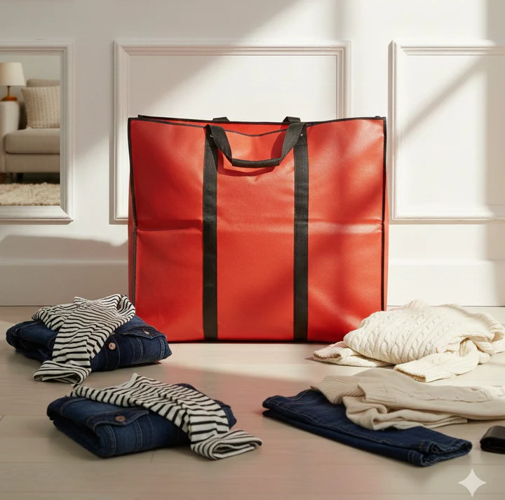 Storage Bags -Red - Size 27*24+14 -120 GSM - Non Woven